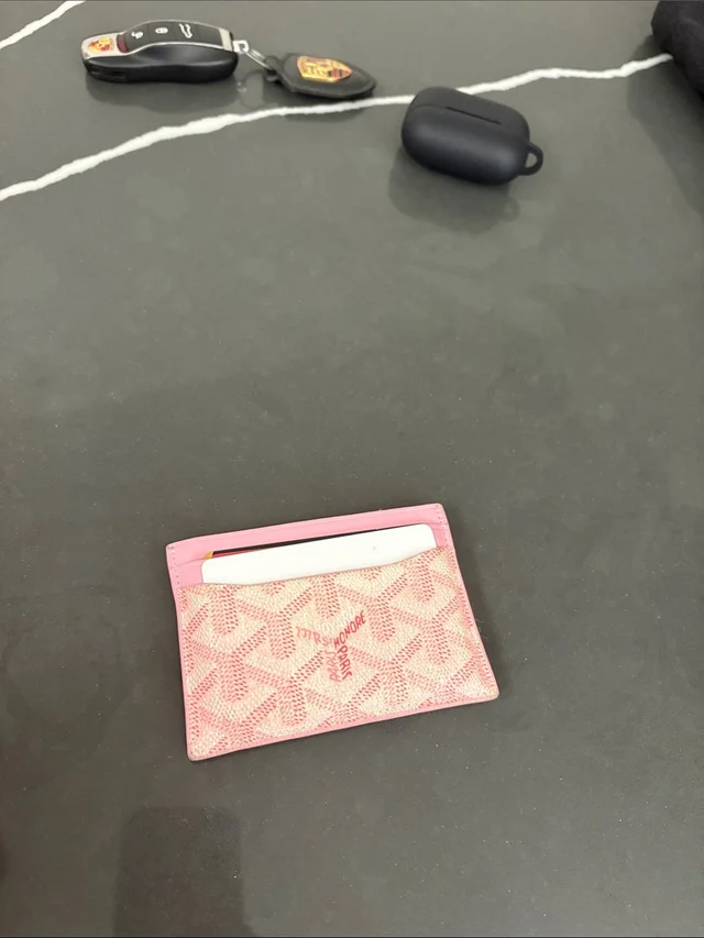 Goyard Pink Patterned Card Holder in white|pink Canvas from Poshmark, photo 1 of 1