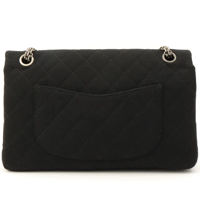 Chanel Around 2009 cotton double flap 2.55 chain shoulder bag Black from VINTAGE QOO TOKYO, photo 2 of 14