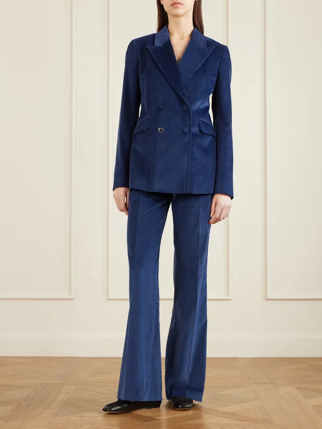 GABRIELA HEARST Angela double-breasted cotton-corduroy blazer in Blue, photo 2 of 2 from NET-A-PORTER (Canada)