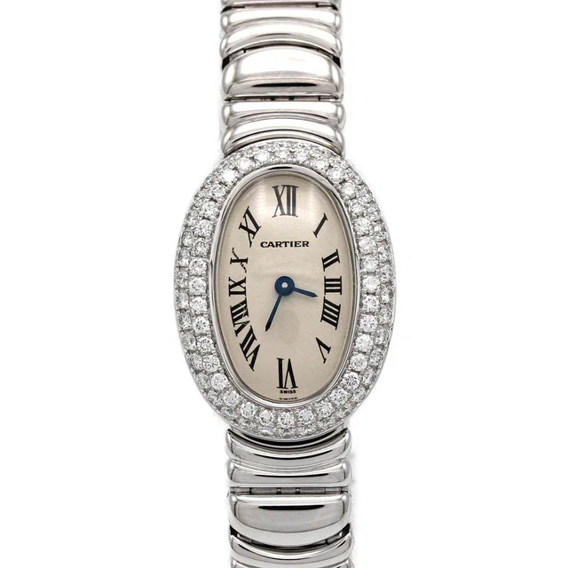 Cartier Mini Baignoire White Gold Quartz in White from LuxUness