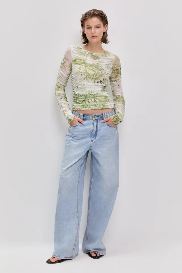 AJE Verdant Print Mesh Top in Green from Aje, photo 1 of 1
