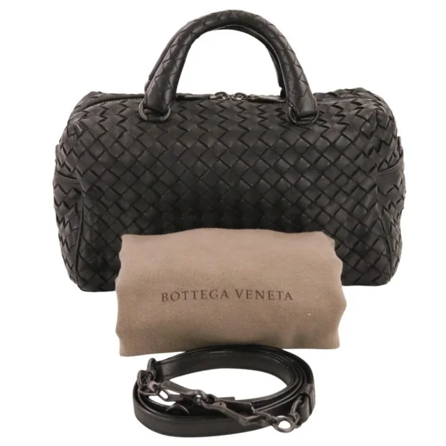 Bottega Veneta Intrecciato Leather Mini Boston Bag in Black Woven leather from LuxUness, photo 12 of 14