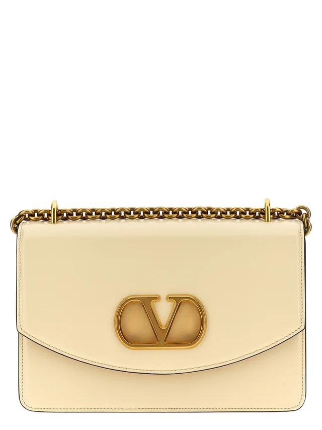 Valentino Garavani Vlogo Shoulder Bag — Cream in White Leather from HEWI