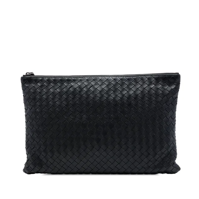 Black Bottega Veneta Nappa Intrecciato Clutch in Black Nappa leather from Designer Revival