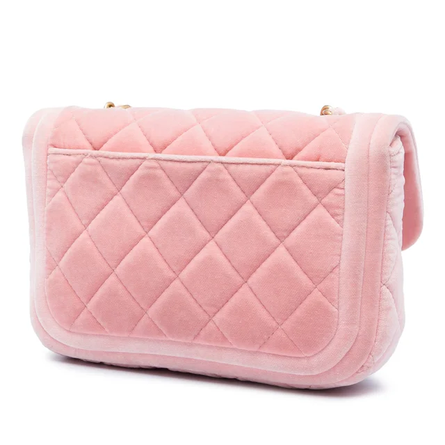 Pink Chanel Mini Quilted Velvet Double Frame Flap Crossbody Bag in Pink Velvet from Designer Revival, photo 2 of 2
