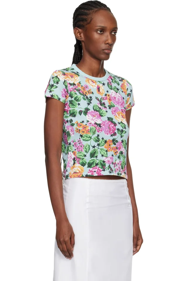 Blue Kenzo Paris 'KENZO Floral' T-shirt, photo 2 of 2 from SSENSE