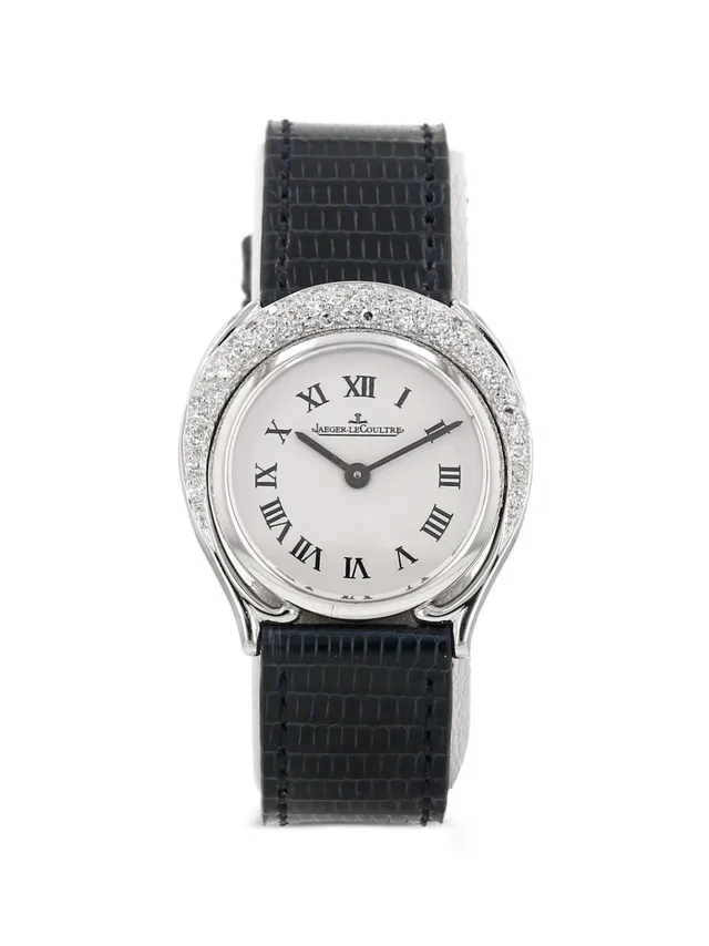 Jaeger-LeCoultre 1990s diamond 30mm watch - women - Calf Leather/White Gold/Acrylic Glass/Diamond in white Calfskin from Farfetch