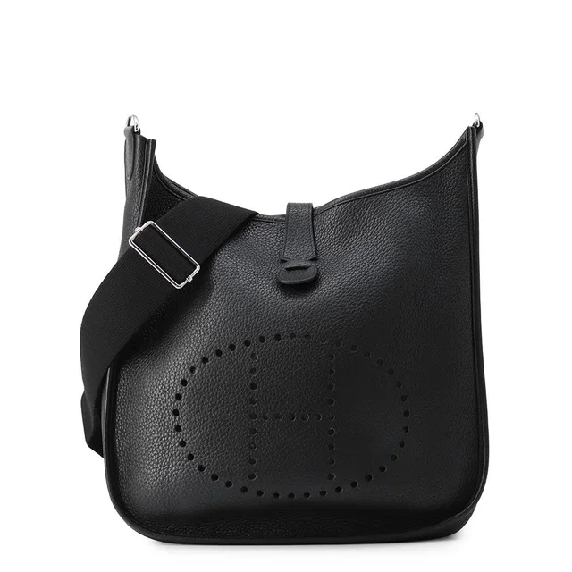 Hermès Evelyne 3 Black Taurillon Clemence Size PM in Black Clemence leather from GALLERY RARE