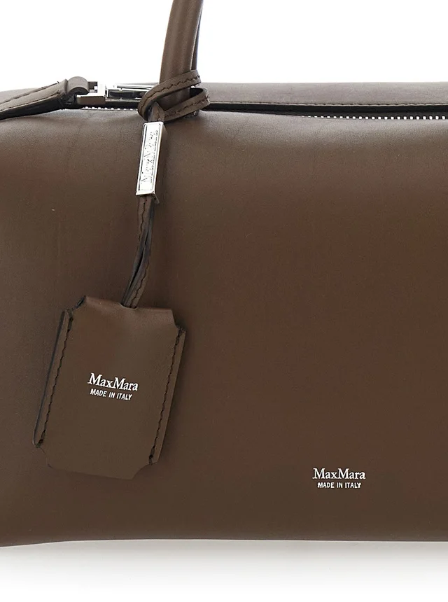 Max mara 'Holdall Media' Brown Handbag with Adjustable and Removable Shoulder Strap and Logo Lettering on the Front in Leather Woman in Brown 100% Lamb, photo 7 of 7 from Gaudenzi Boutique