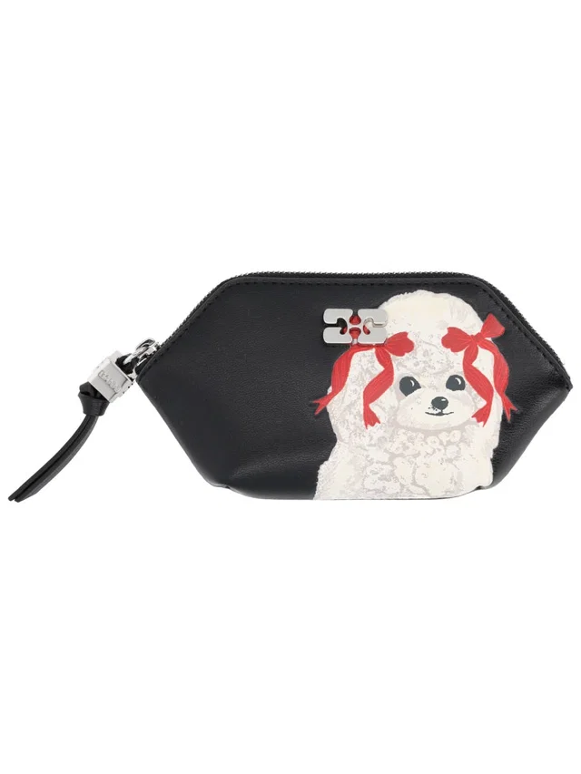 GANNI Bou Coin Purse — Black Recycled Leather Wallets & Purses in Black Leather from HEWI