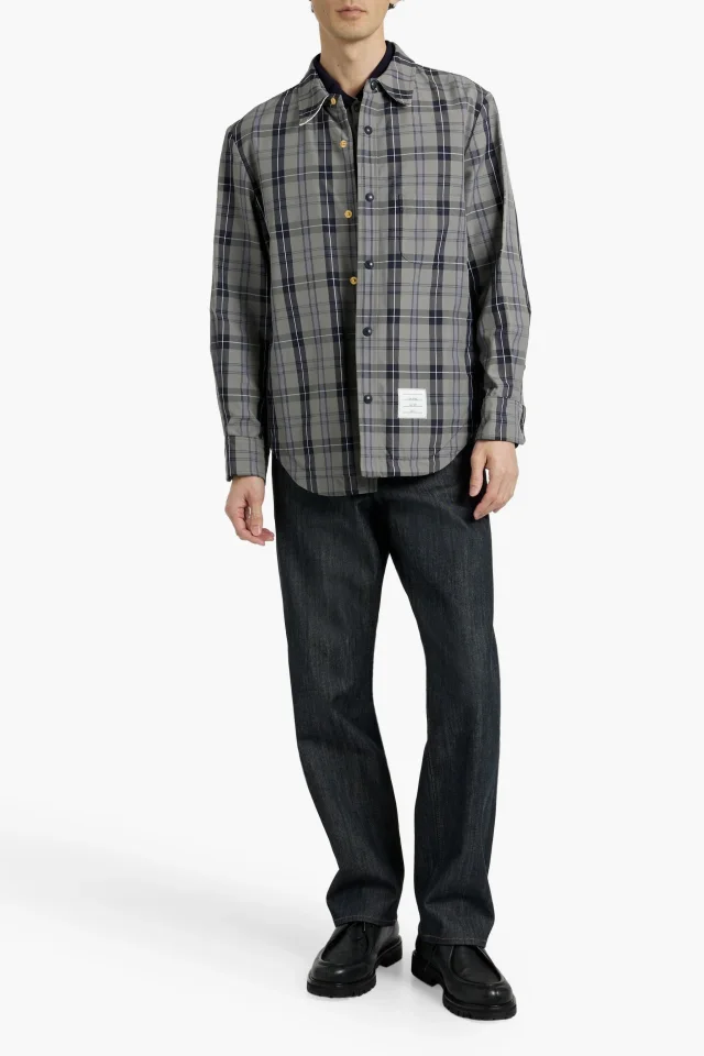Thom Browne Checked Cotton Overshirt in Dark gray, photo 2 of 4 from THE OUTNET