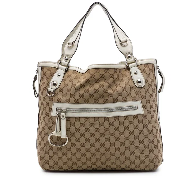 Beige Gucci GG Canvas Icon Bit Zip Tote in Beige Canvas from Designer Revival, photo 1 of 1