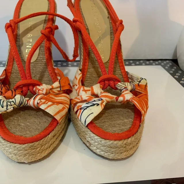 Stella McCartney Print Canvas Wedge Sandals Size 7 in orange Canvas from Poshmark