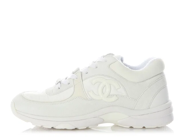 Chanel White CC Sneakers in White Calfskin from Ann's Fabulous Finds