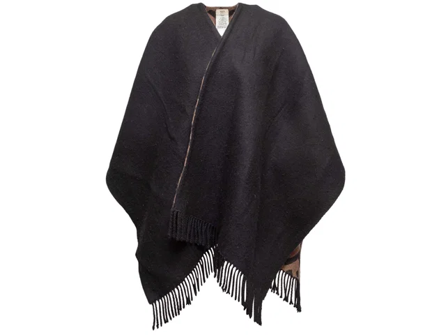 Black & Brown Fendi Wool & Cashmere-Blend Shawl Size O/S in Black Cashmere from Designer Revival