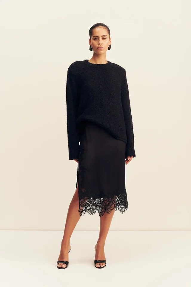 Shona Joy ENIKO LACE SPLIT MIDI SKIRT - BLACK from Shona Joy, photo 1 of 1