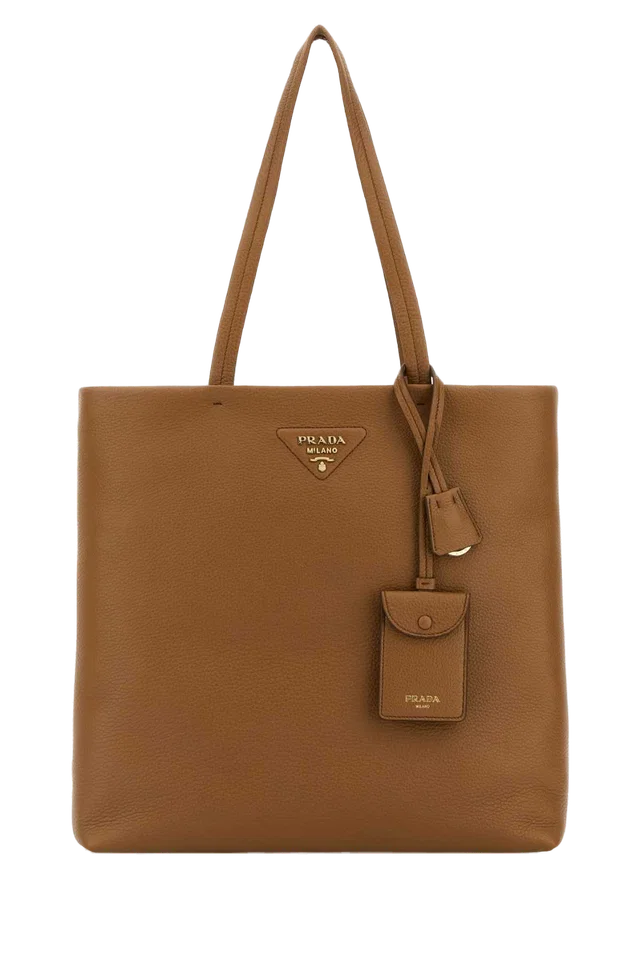 Prada Vitello Leather Tote Bag — Brown in Brown Leather from HEWI