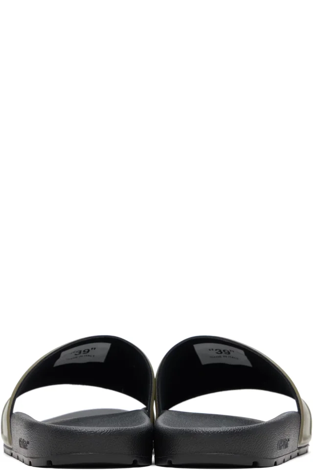 Off-White Black & Khaki Arrow Slides, photo 2 of 5 from SSENSE