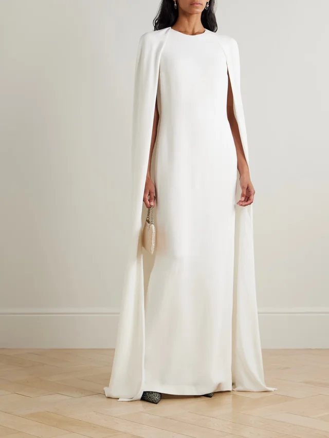STELLA MCCARTNEY Cape-effect stretch-cady gown in White, photo 2 of 2 from NET-A-PORTER (Canada)