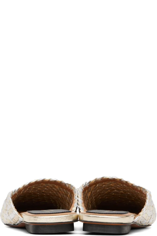 Stella McCartney Silver & Gold Metallic Woven Slip-on Loafers, photo 2 of 5 from SSENSE