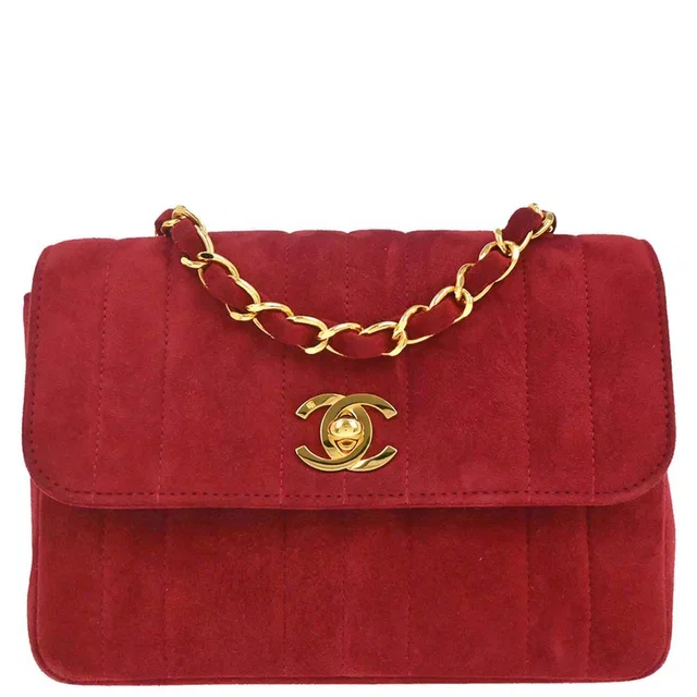 Chanel 1994-1996 Red Suede Shoulder Bag in Red Suede from AMORE Vintage Tokyo