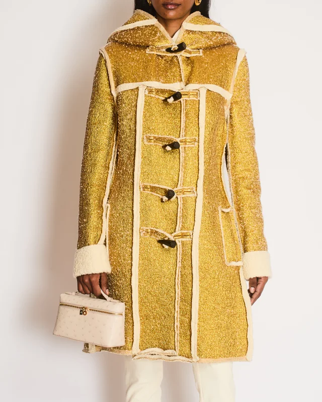 Lanvin 2015 Gold Hooded Wool Coat with Toggle Button Detail Size FR 38 (UK 10) in Gold Wool from Sellier, photo 2 of 2