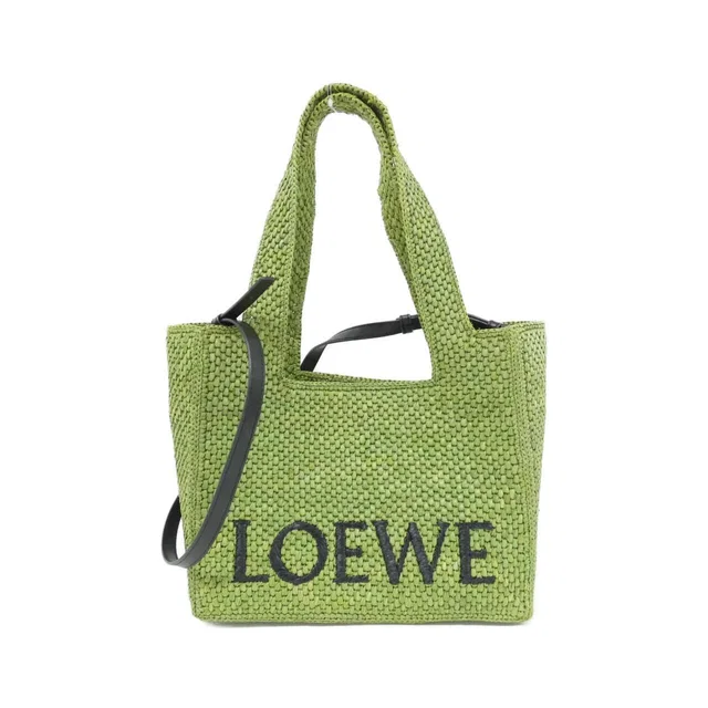 Loewe Font Tote Bag Green in Green Raffia from The Reluxe