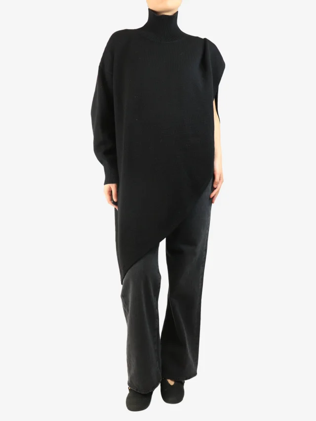 Alaïa Black asymmetric wool jumper - size UK 10 in Black Wool from Sign of the Times, photo 4 of 4
