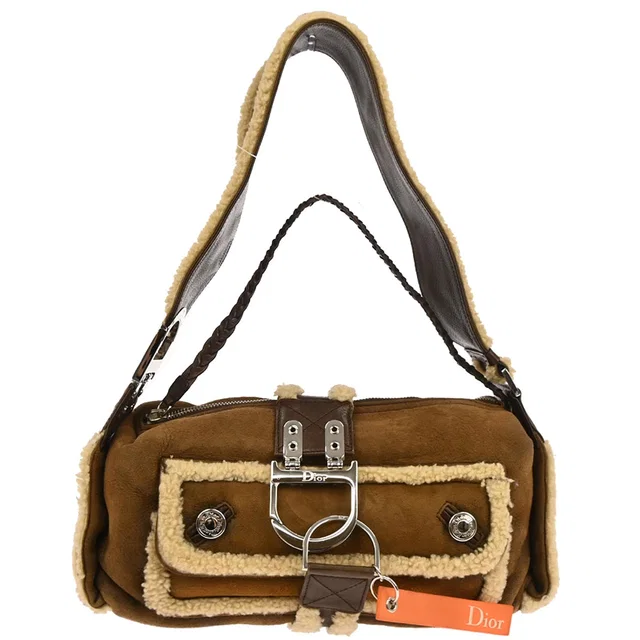 Dior Brown Mouton Flight Handbag in Brown Leather from AMORE Vintage Tokyo