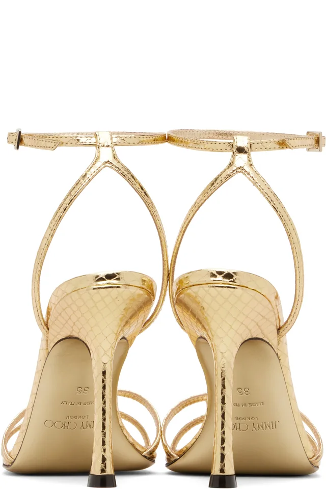 Jimmy Choo Gold Leo 100 Candy Wrap Heeled Sandals, photo 2 of 5 from SSENSE