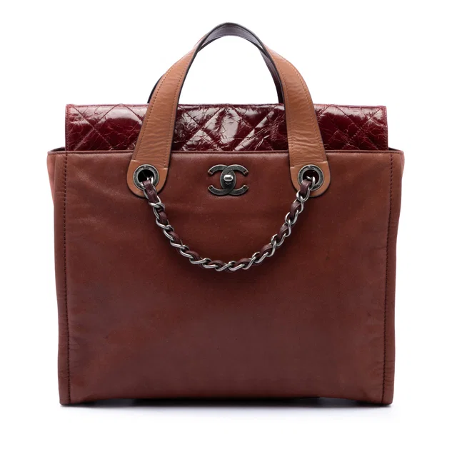 Brown Chanel Iridescent Calfskin In The Mix Portobello Soft Tote Satchel in Brown Calfskin from Designer Revival