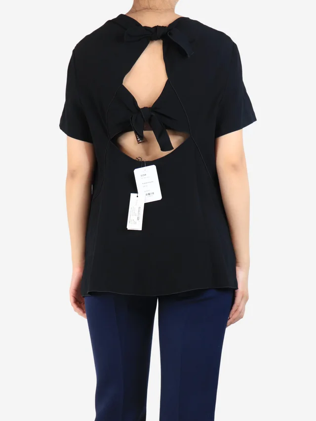 Proenza Schouler Black back knot crepe top - size UK 10 in Black from Sign of the Times, photo 2 of 3
