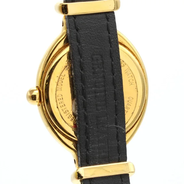 [Unserviced - Value Price] FENDI 640L GP Quartz in Dial color: Silver Band color: black Case: Gold plated Bracelet: Strap from KOMEHYO, photo 5 of 7
