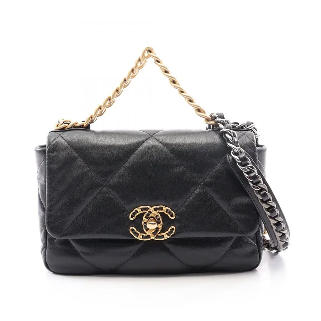 Shoulder Bag 19 Dixneuf Quilted 2-Way Black Lambskin Chanel 19 Chain in Black Lambskin from The Reluxe