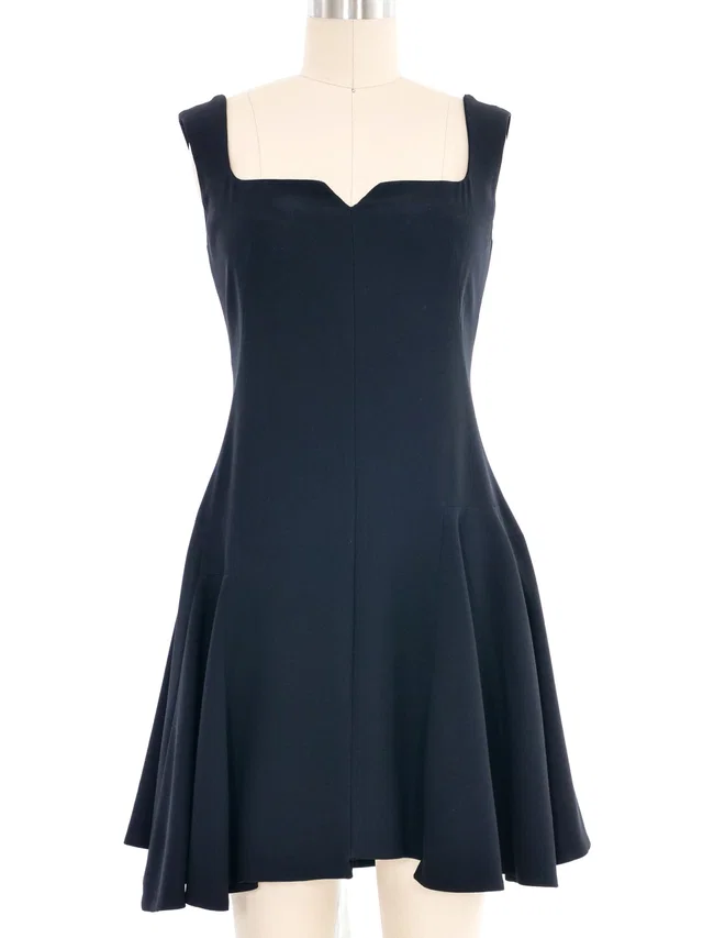 Alexander McQueen Fit and Flare Little Black Dress in Black Silk from Arcade Vintage