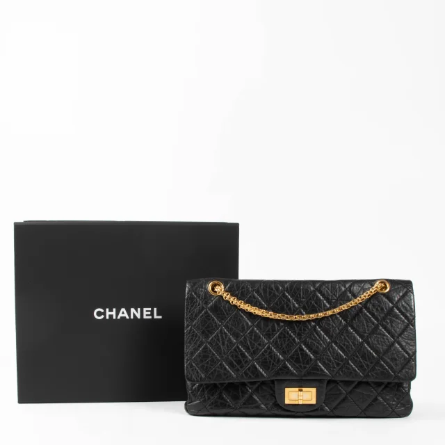 Chanel Aged Calfskin Large Reissue 2.55 Bag in Black Calfskin from Labellov, photo 2 of 9