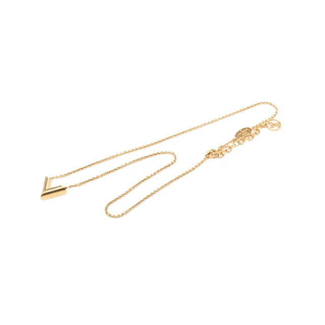 Gold Louis Vuitton Gold Plated Essential V Supple Necklace in Gold from Designer Revival