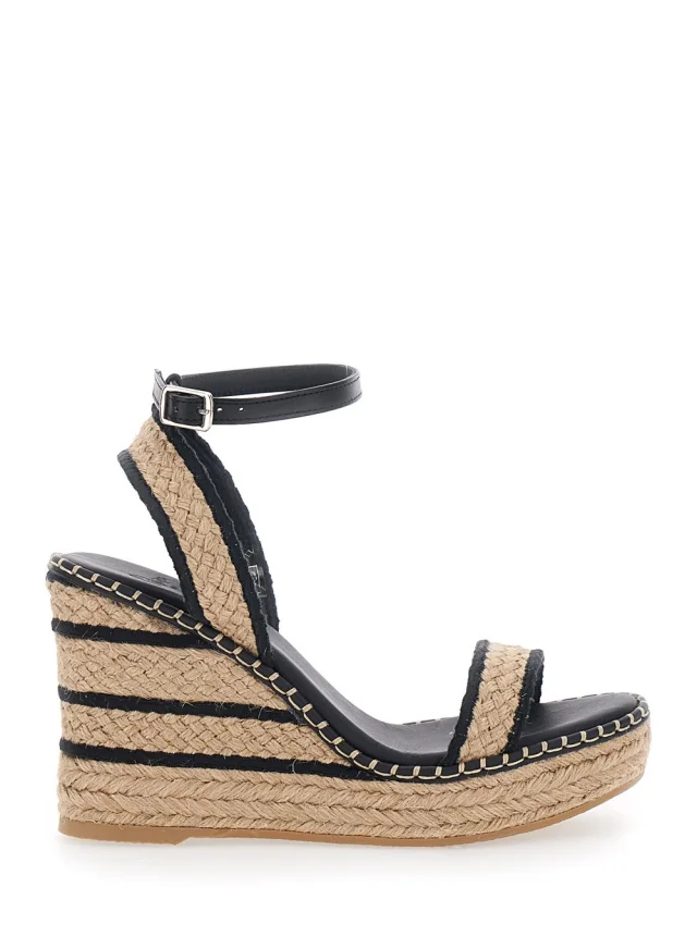 Castañer 'BERA' Beige Wedges with Ankle Strap and High Wedge Heel in Fabric for Women in Beige 100% Textile Materials, image 1 of 1 from Gaudenzi Boutique