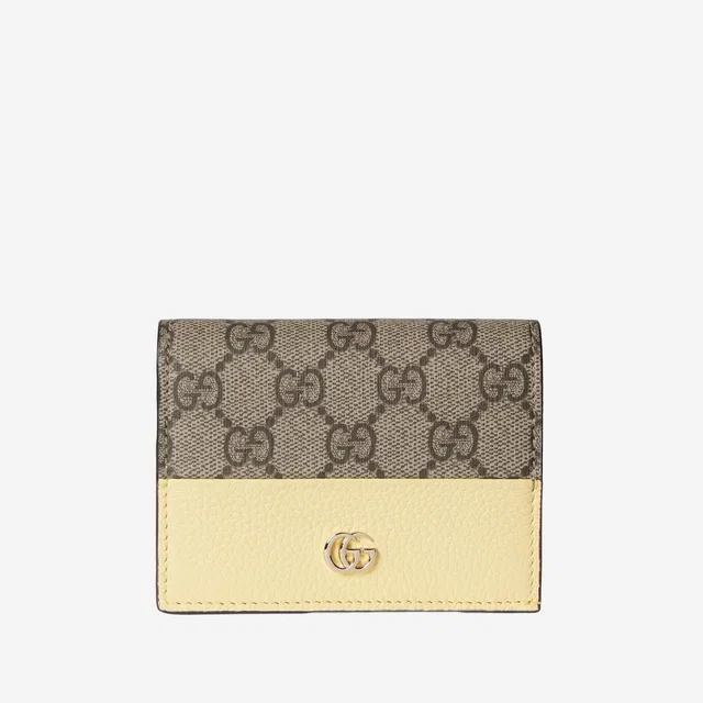 Gucci Two-Tone Gg Supreme Leather Wallet — Yellow & Purses in Yellow Leather from HEWI