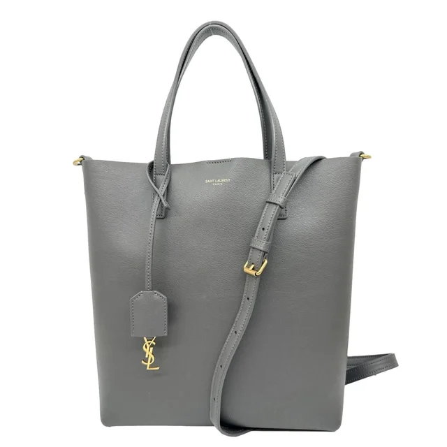 Saint Laurent Toy Leather Shopping Tote Bag Grey in Grey Leather from Dallas Designer Handbags