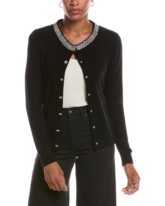 InCashmere Wool & Cashmere-Blend Cardigan in //asset2.ruecdn.com/images/sw/141561/1415619914_RLSW_black.jpg, image 1 of 1 from Rue La La