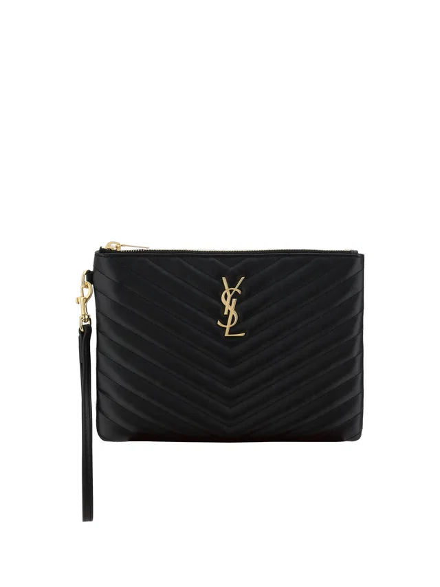Saint Laurent Clutch — Black Calf Leather Bos Taurus in Black Calfskin from HEWI