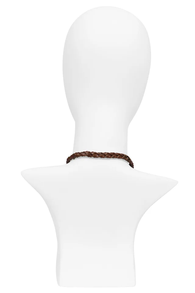 Dolce & Gabbana Brown Leather Braided Rope Necklace in Brown Leather from Resurrection Vintage, photo 2 of 2
