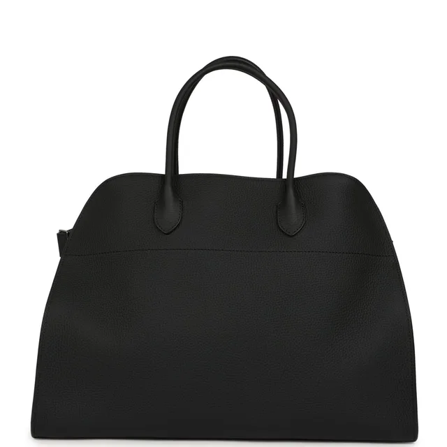 The Row Soft Margaux 17 Bag Black Calfskin Silver Hardware in Black Calfskin from Madison Avenue Couture