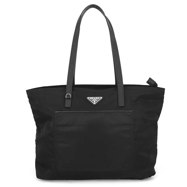 Prada Logo Shopping Bag Tote Bag Black1BG052_V44_F0002 Nylon Saffiano Leather in Saffiano leather from GALLERY RARE