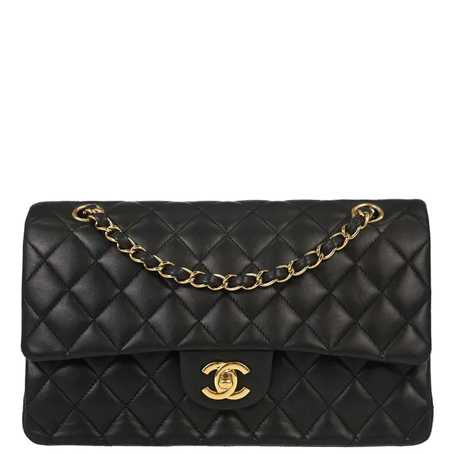 Chanel 2011 Black Lambskin Medium Classic Double Flap Shoulder Bag in Black Lambskin from AMORE Vintage Tokyo