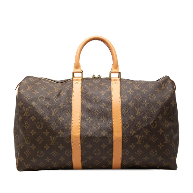 Brown Louis Vuitton Monogram Keepall 45 Travel Bag in Brown Coated canvas from Designer Revival
