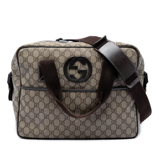 Beige Gucci GG Supreme Interlocking G Briefcase in Beige Coated canvas from Designer Revival