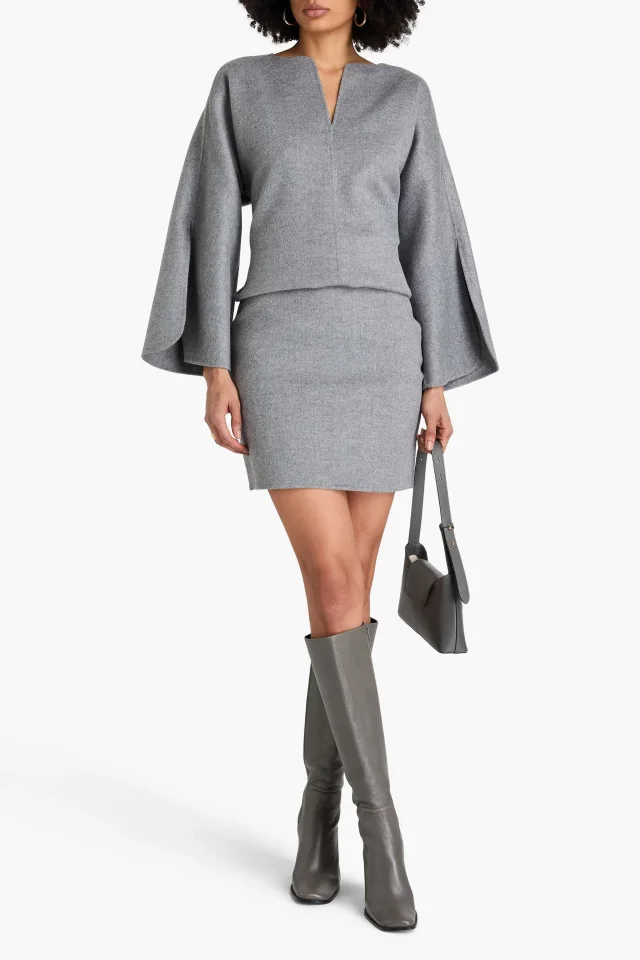 By Malene Birger Brushed Wool Mini Skirt in Grey, photo 2 of 4 from THE OUTNET