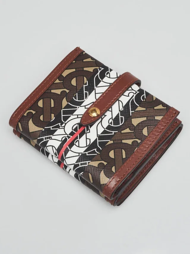 Burberry Brown/Black Monogram Coated Canvas TB Compact Wallet in Black Coated canvas from Yoogis, photo 3 of 9